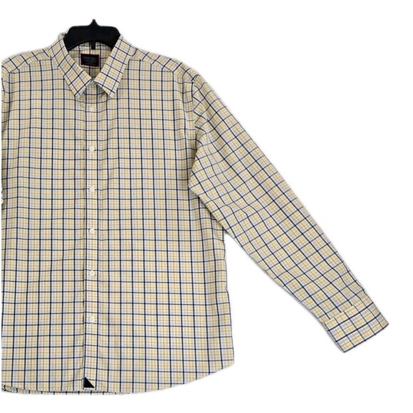 UNTUCKit Shirt Mens 2XL Yellow Blue Plaid Button Down Slim Fit Wrinkle Free - Picture 8 of 16